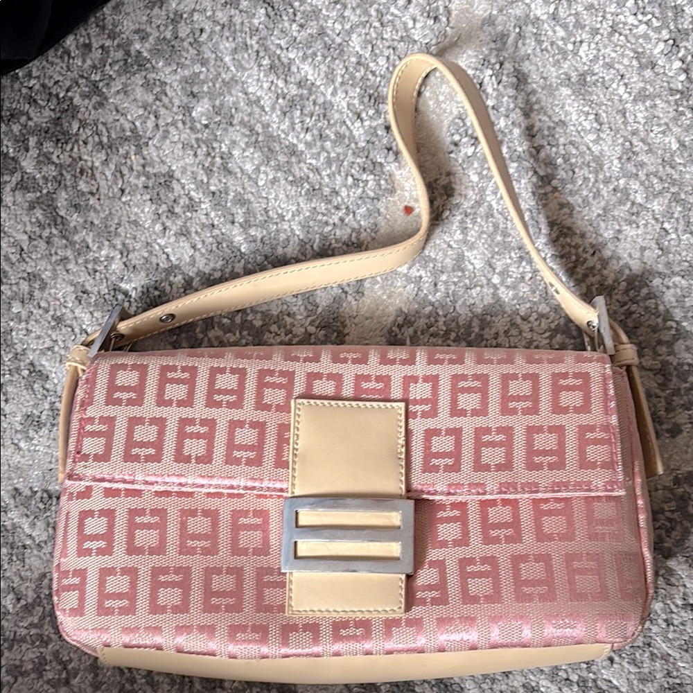 Pink and Cream Designer Shoulder Bag